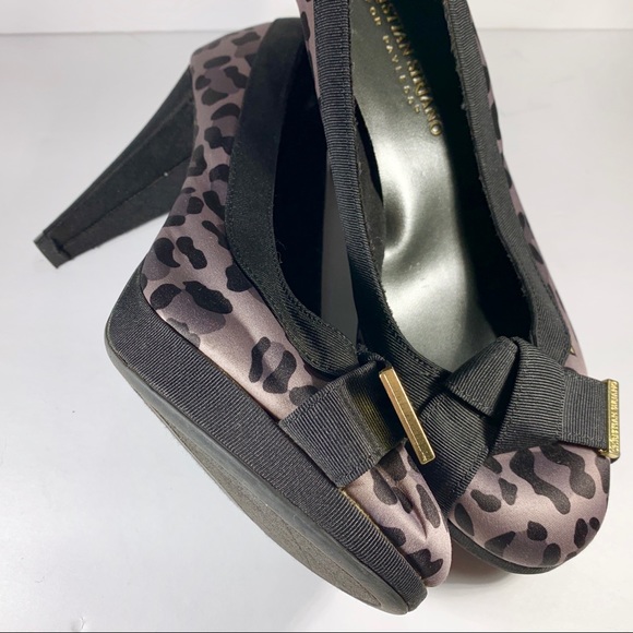 ☀️Cheetah Print Heels Gray Black 7.5 Pump Platform - Picture 5 of 8